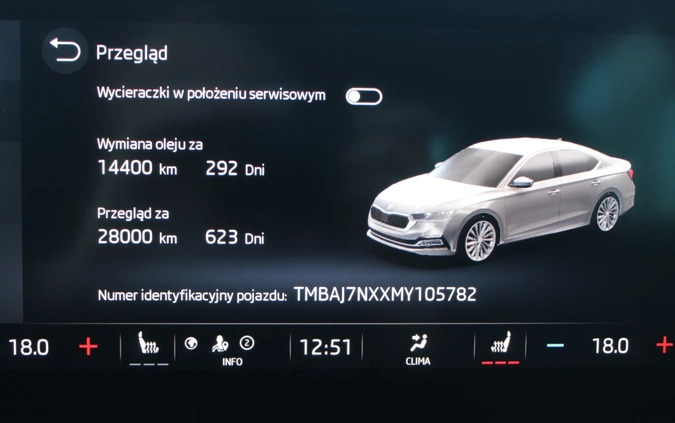 Skoda Octavia cena 112900 przebieg: 61355, rok produkcji 2021 z Żory małe 704